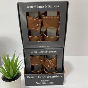 Better Homes & Garden Persia Faux Leather Napkin Rings, Brown, 2"x1.25", 4 Pack